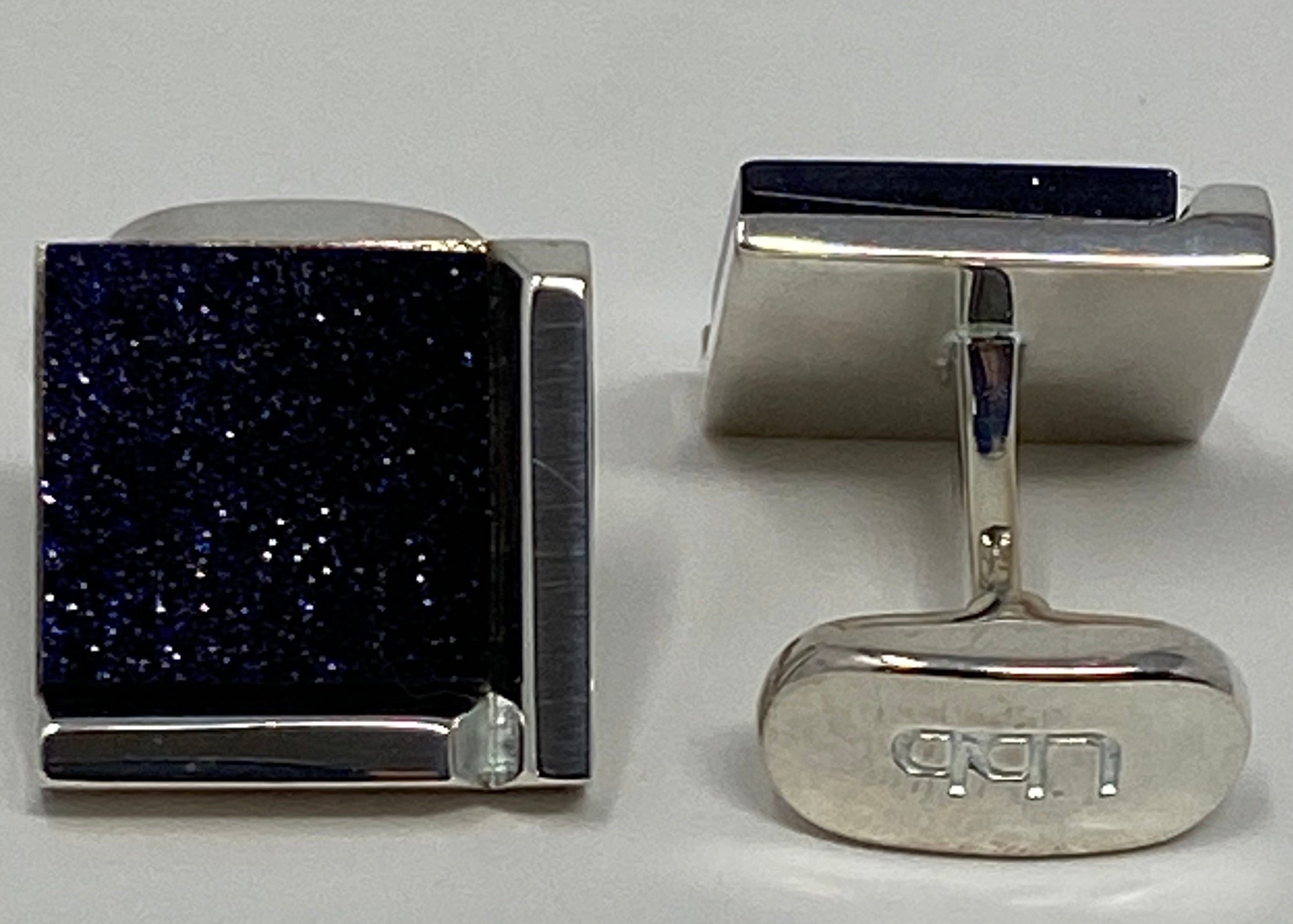 Silver Cufflinks with Midnight Sparkle