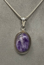 Load image into Gallery viewer, Silver and Charoite Necklace on Silver Chain
