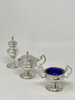 Load image into Gallery viewer, Antique Silver Three Piece Condiment Set
