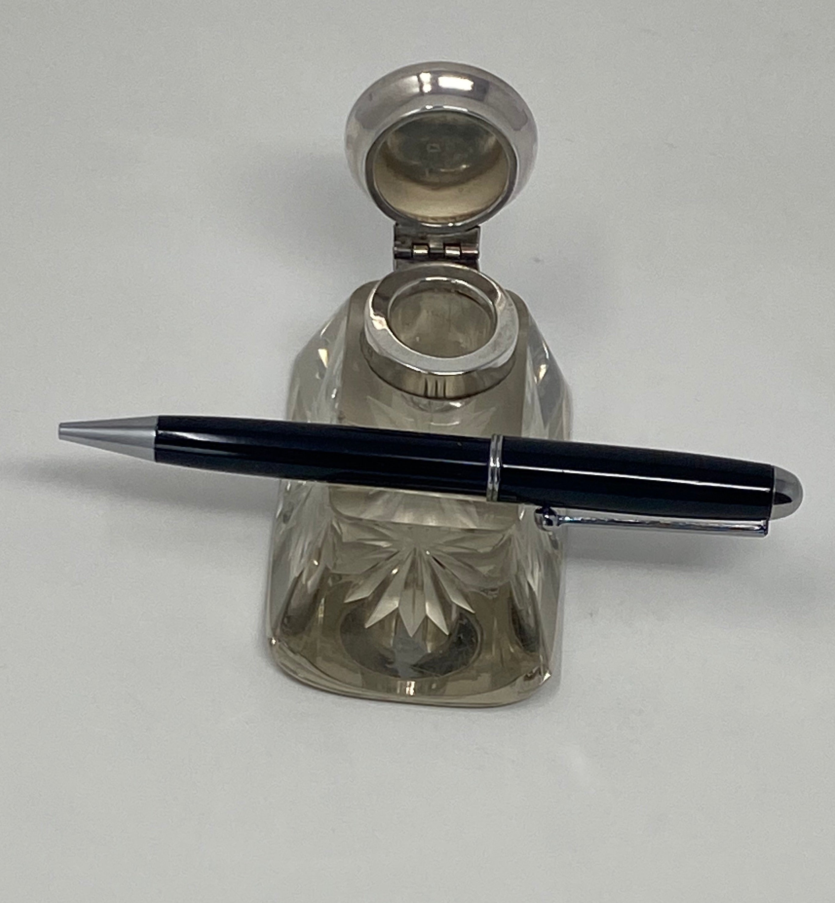 Silver and Glass Inkwell