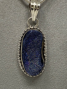 Druzy Stone Pendant on Silver Snake Chain