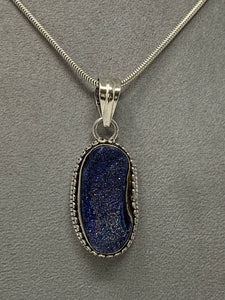 Druzy Stone Pendant on Silver Snake Chain