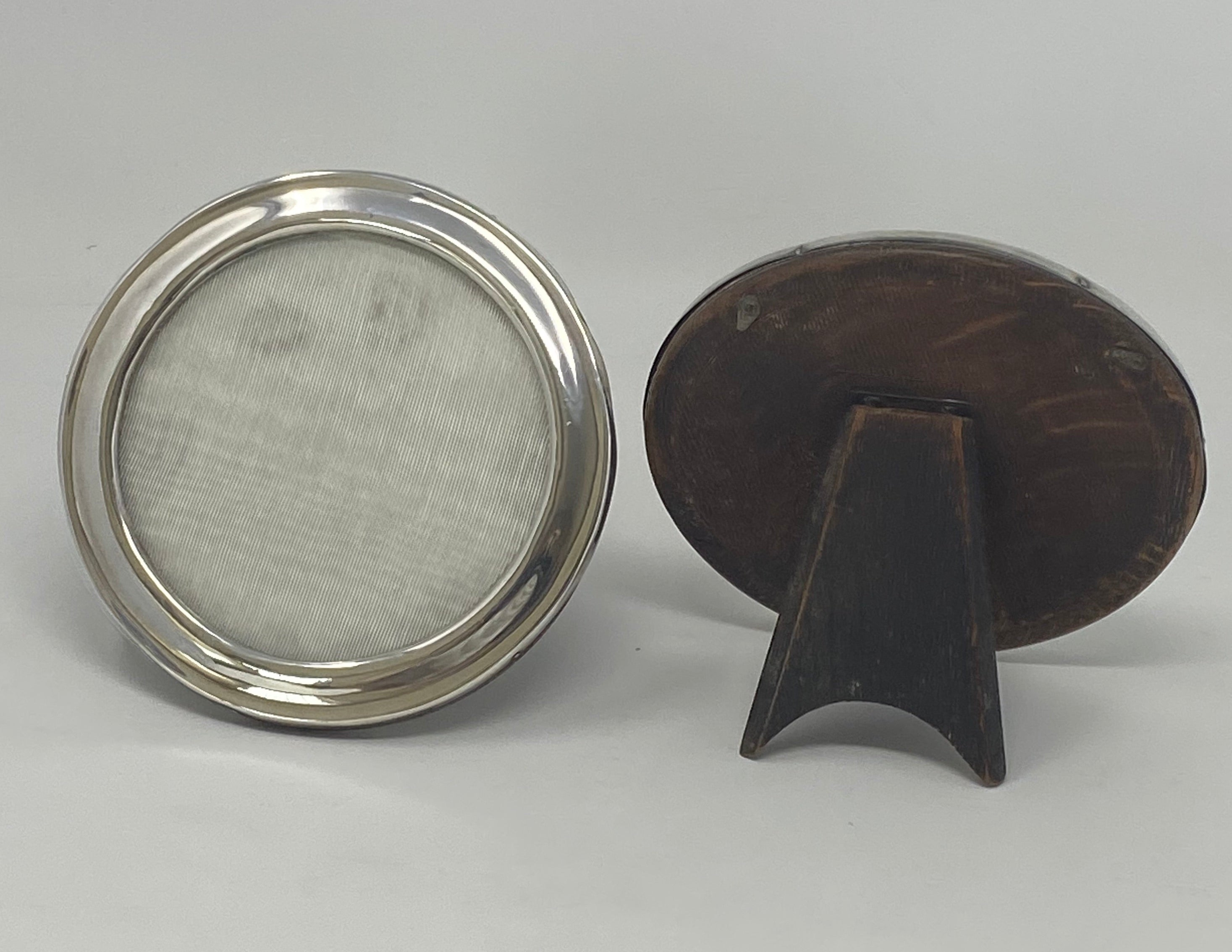 Pair of Antique Silver Round Photo Frames