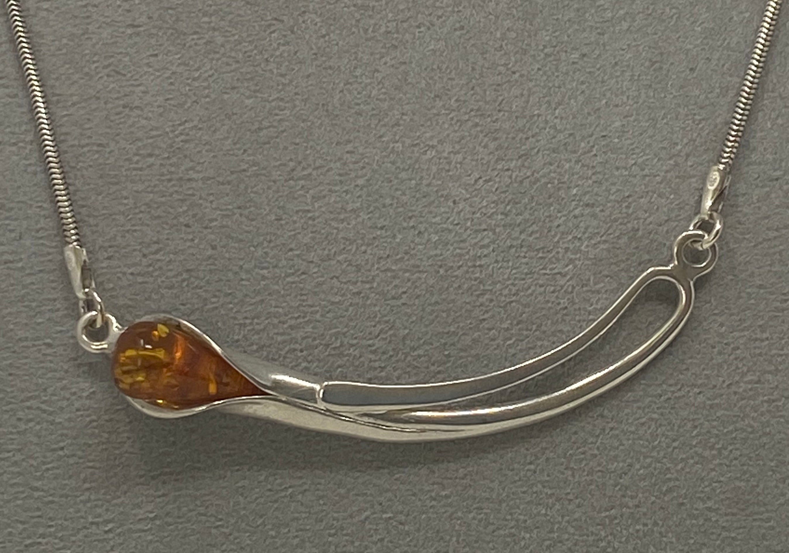 Silver and Amber Necklace