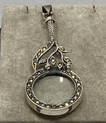 Load image into Gallery viewer, Silver and Marcasite Magnifying Glass with Loop
