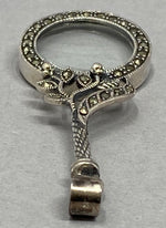 Load image into Gallery viewer, Silver and Marcasite Magnifying Glass with Loop
