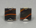 Load image into Gallery viewer, silver and Orange Streak Cufflinks

