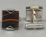 Load image into Gallery viewer, silver and Orange Streak Cufflinks
