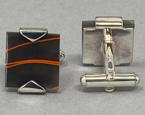 silver and Orange Streak Cufflinks