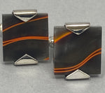 Load image into Gallery viewer, silver and Orange Streak Cufflinks
