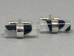Load image into Gallery viewer, Silver Oblong Resin Cufflinks
