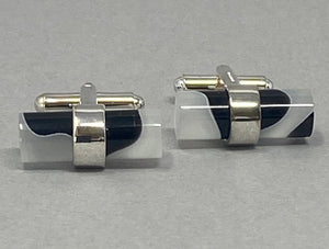 Silver Oblong Resin Cufflinks