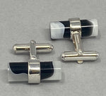 Load image into Gallery viewer, Silver Oblong Resin Cufflinks
