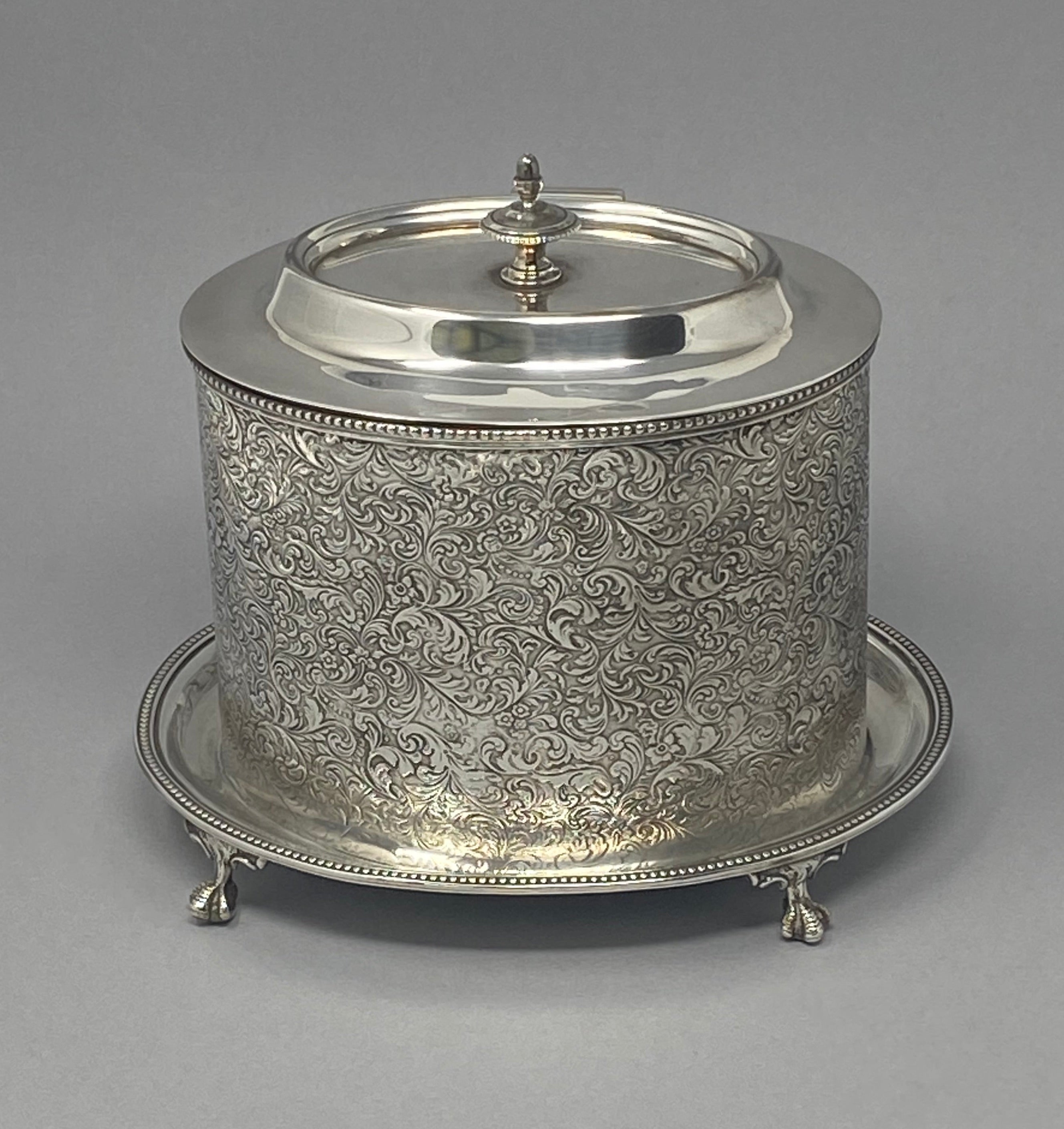 Antique Silver Plated Oval Biscuit Box