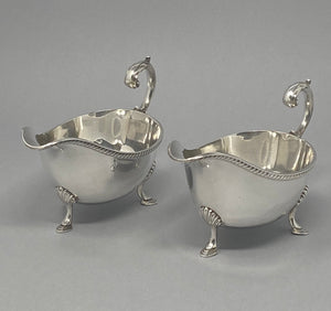 Antique Silver Plated Pair Sauce Boats