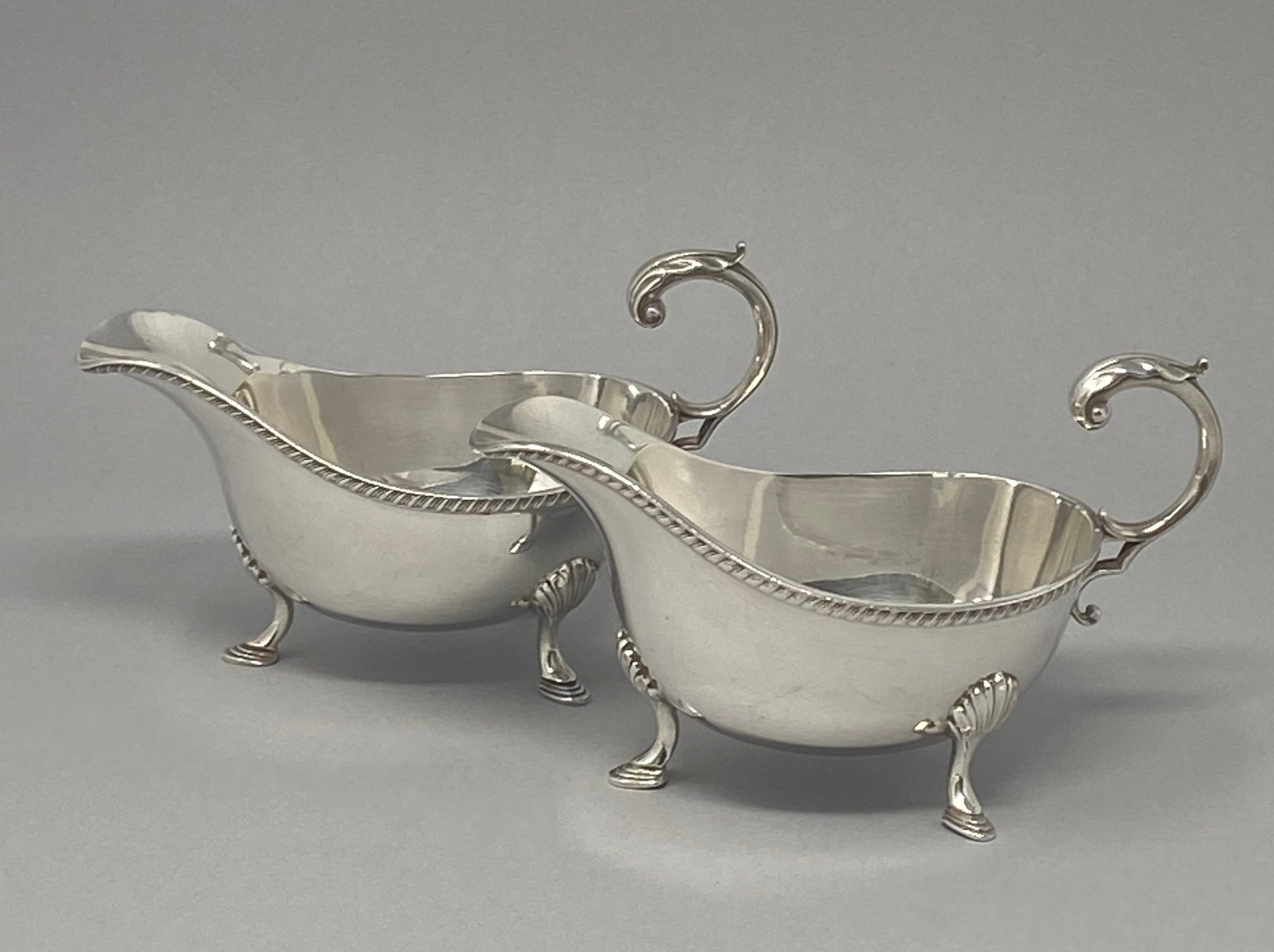 Antique Silver Plated Pair Sauce Boats