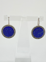 Load image into Gallery viewer, Silver, Lapis Lazuli and Marcasite Earrings
