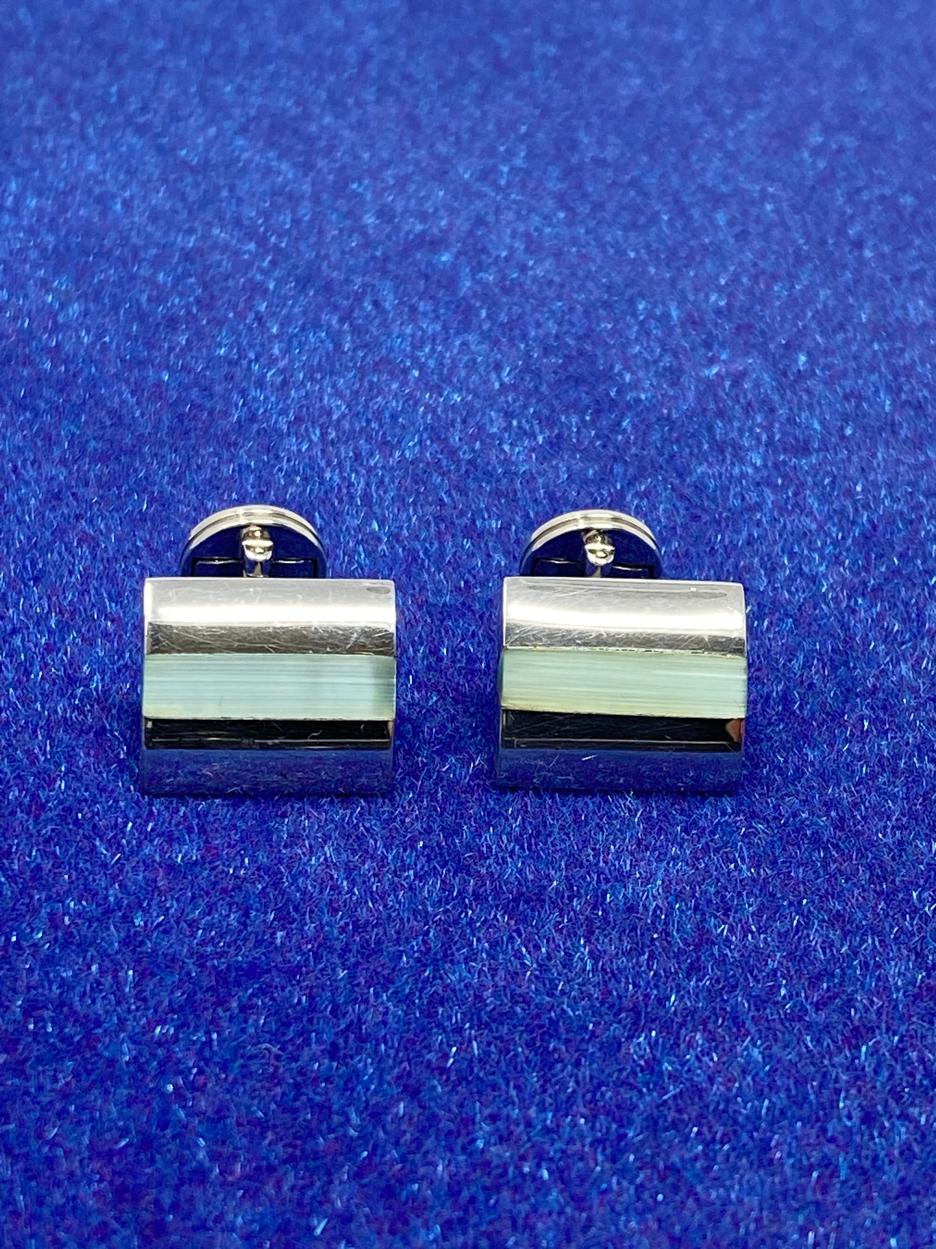 Silver and Aqua Cufflinks