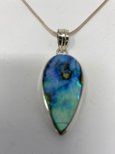 Silver and Abalone Pendant on Snake Chain